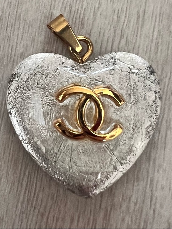 CHANEL Accessories - CHANEL Gold CC Heart Pendant with Silver-Tone Heart